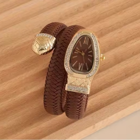 Serpenti Brown Gold Wrap Timepiece Watch